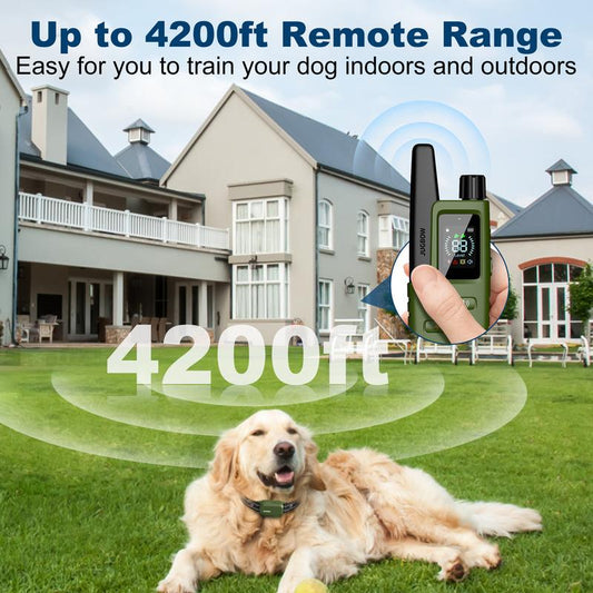 JUGBOW Dog Training Collar 4200FT Dog Training Behavior Aid, Remote IPX7 Waterproof with 4 Training Modes, Outdoor Rechargeable E-Collar DT61 Pawvara