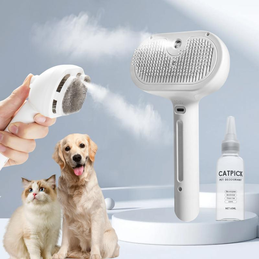 Pet Spray Hair Removal Comb, 1-piece pet hair brush, pet hair cleaning brush with shedding button, cat brush, dog brush, cat and dog beauty and massage comb, pet supplies Pawvara