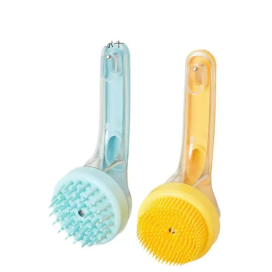 Pet Bath Brush 2 in 1 Dog Bath Brush with Built-in Shampoo Dispenser Multi-functional Dog Bath Brush for Long & Short Haired Dogs Cats Shower Pawvara