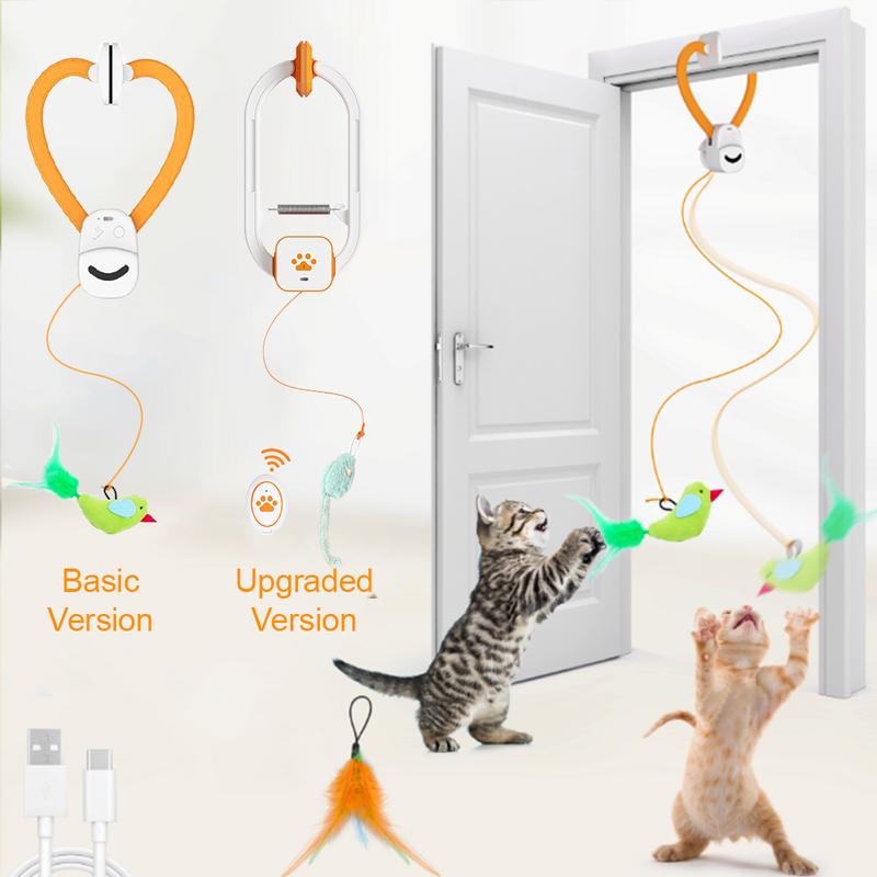 HappyCode Electric cat teaser, Rechargeable Interactive Pets Toy , Upgraded Dual Mode, Irregular Rocking & 360° Spinning with Remote, Door Clip Design, Stimulates Mind & Body, Motion Activated, cat toys, cat stuff Pawvara
