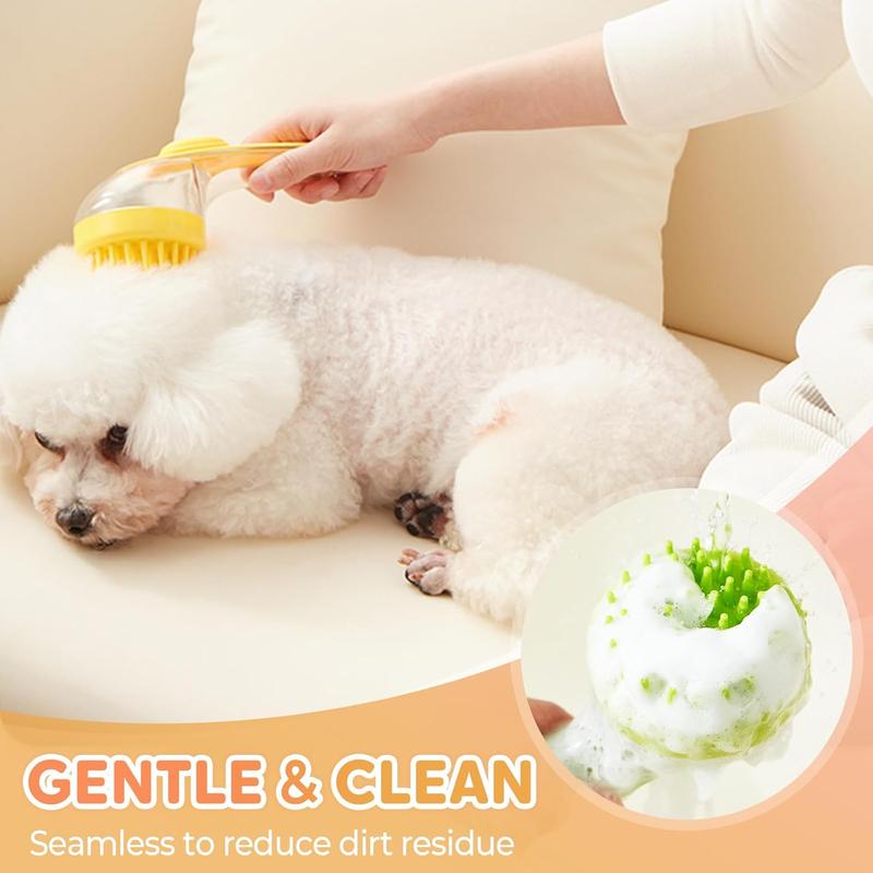 Pet Bath Brush 2 in 1 Dog Bath Brush with Built-in Shampoo Dispenser Multi-functional Dog Bath Brush for Long & Short Haired Dogs Cats Shower Pawvara