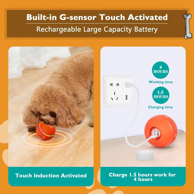 Interactive Dog Toys Dog Ball,[Newly Upgraded] Durable Motion Activated Automatic Rolling Ball Toys for/Small/Medium/Large Dogs,USB Rechargeable Springtok Pawvara