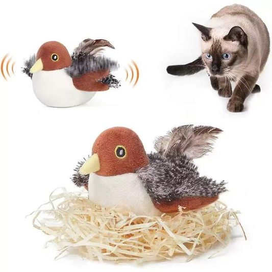 Potaroma Cat Toys Flapping Bird (DON'T FLY), Lifelike Chirping Cat Kicker (DON'T FLY), Rechargeable Touch Activated Interactive Kitten Toy Pawvara