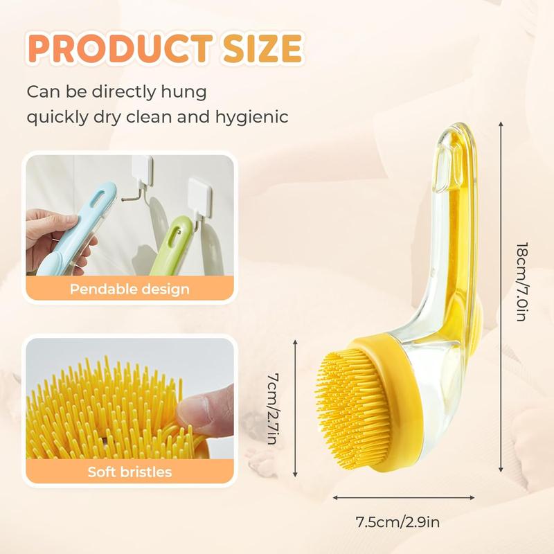 Pet Bath Brush 2 in 1 Dog Bath Brush with Built-in Shampoo Dispenser Multi-functional Dog Bath Brush for Long & Short Haired Dogs Cats Shower Pawvara