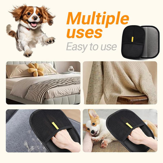YOMI Pet hair remover Electrostatic gloves Two-way brush sticky hair remover Cat hair dog hair glover Grooming Removal Cleaning Pawvara