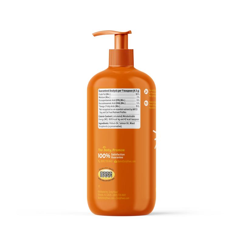Zesty Paws Wild Alaskan Salmon Oil with EPA & DHA, Omega-3 Fish Oil for Dogs & Cats, Healthy Skin & Coat Pawvara