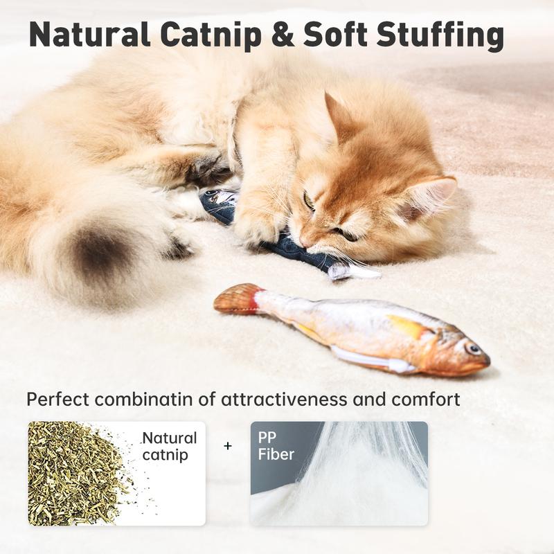 dealsforyouday, Petgravity Bitesized Realistic Flopping Fish Cat Toys, 3 Pack, Interactive Cat toys for All Breeds, Tap-Activated 3 Flapping Mode, Sardine/Saury/Yellow Croaker, 7.1 Inches, with Catnip, Rechargeable, Motion Sensor Interaction Pawvara