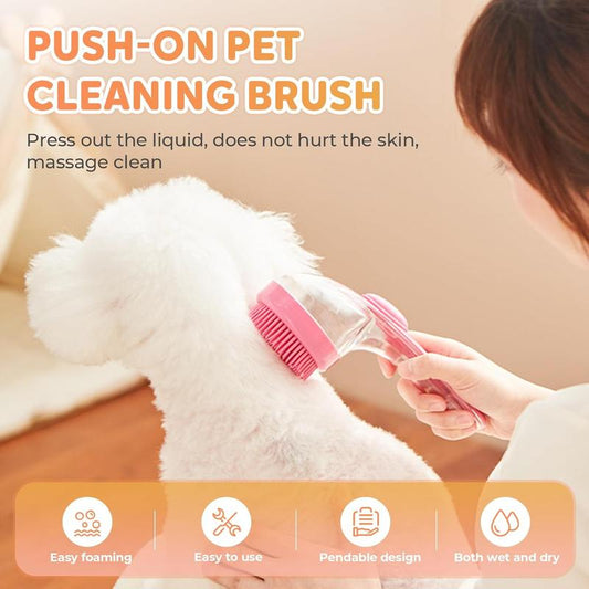 Pet Bath Brush 2 in 1 Dog Bath Brush with Built-in Shampoo Dispenser Multi-functional Dog Bath Brush for Long & Short Haired Dogs Cats Shower Pawvara