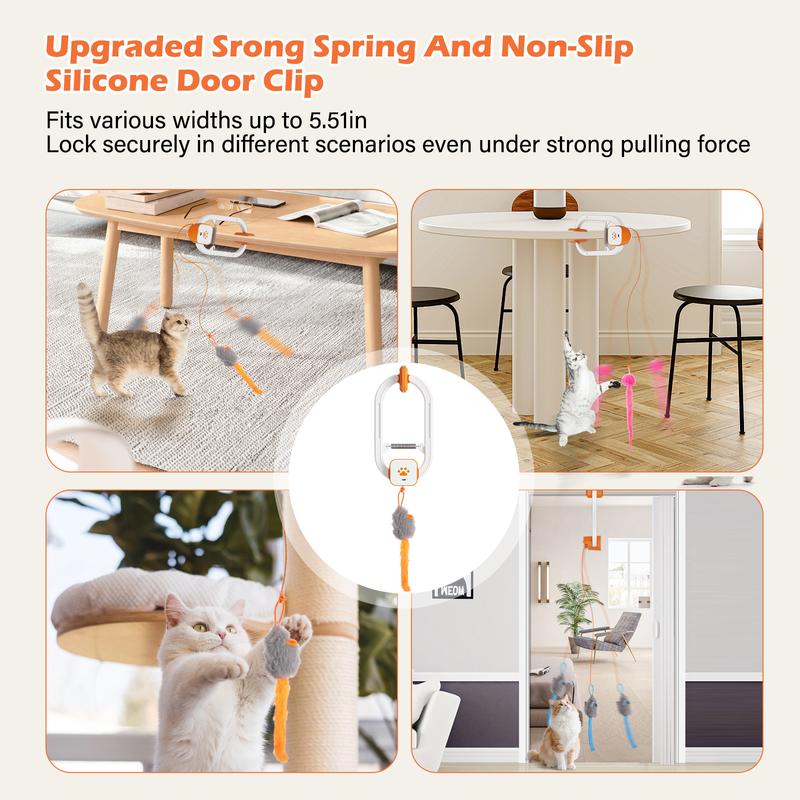 HappyCode Electric cat teaser, Rechargeable Interactive Pets Toy , Upgraded Dual Mode, Irregular Rocking & 360° Spinning with Remote, Door Clip Design, Stimulates Mind & Body, Motion Activated, cat toys, cat stuff Pawvara