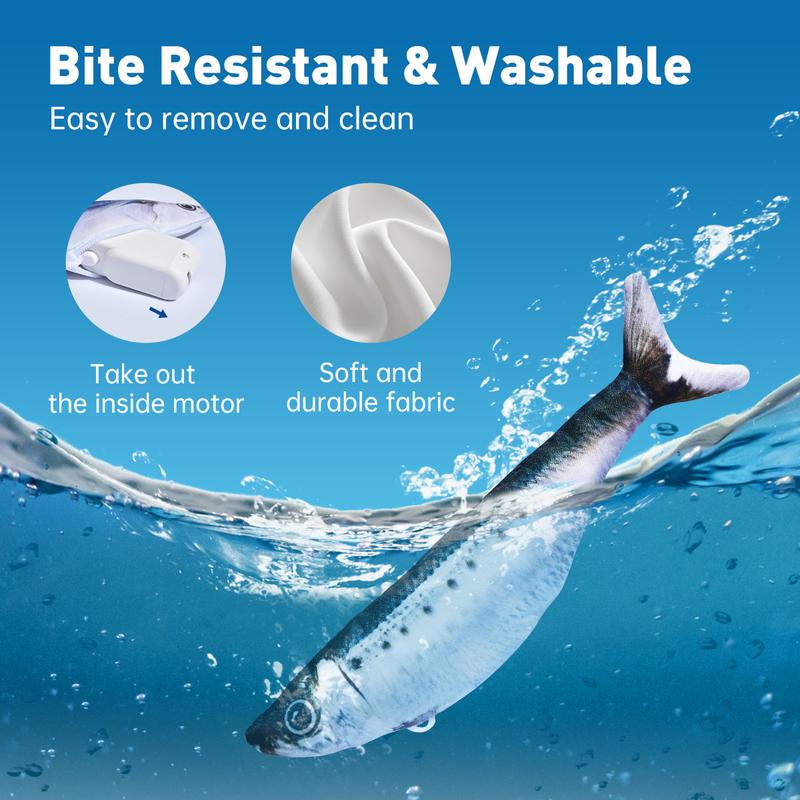 dealsforyouday, Petgravity Bitesized Realistic Flopping Fish Cat Toys, 3 Pack, Interactive Cat toys for All Breeds, Tap-Activated 3 Flapping Mode, Sardine/Saury/Yellow Croaker, 7.1 Inches, with Catnip, Rechargeable, Motion Sensor Interaction Pawvara