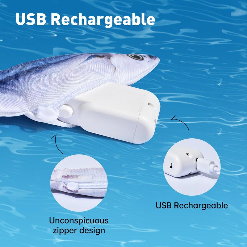 dealsforyouday, Petgravity Bitesized Realistic Flopping Fish Cat Toys, 3 Pack, Interactive Cat toys for All Breeds, Tap-Activated 3 Flapping Mode, Sardine/Saury/Yellow Croaker, 7.1 Inches, with Catnip, Rechargeable, Motion Sensor Interaction Pawvara
