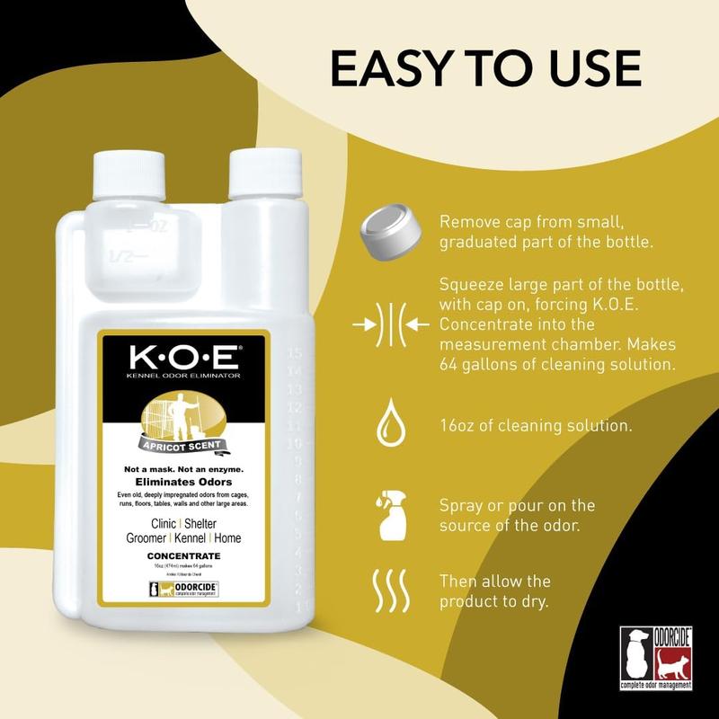 K.O.E. 16oz Concentrate - Kennel Odor Eliminator - Non-Enzymatic Formula, KOE, Apricot, Fresh Original Scent, 16 oz Pint [KOEA-P, KOEFS-P, KOE-P] Pawvara