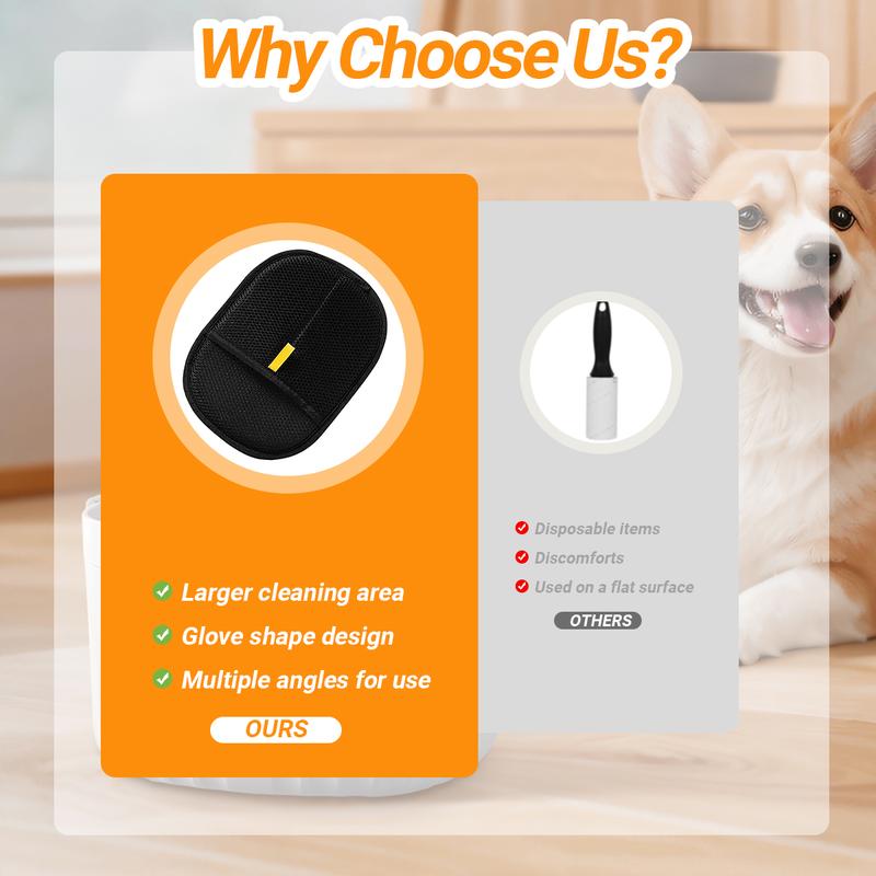 YOMI Pet hair remover Electrostatic gloves Two-way brush sticky hair remover Cat hair dog hair glover Grooming Removal Cleaning Pawvara