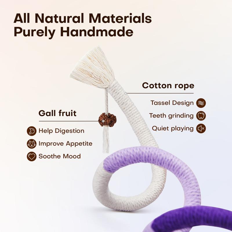 Potaroma Cat Toys Chew Ropes 3Pcs, Safe Teeth Cleaning Toy for Indoor Kittens, Interactive Kitty Toys Pawvara